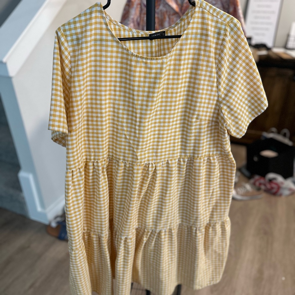 SHEIN Yellow Gingham Dress